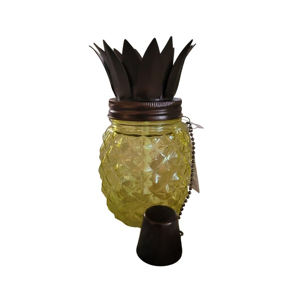 New Patio Essentials Pineapple-Shaped Yellow Glass Tabletop Torch – Tropical Out